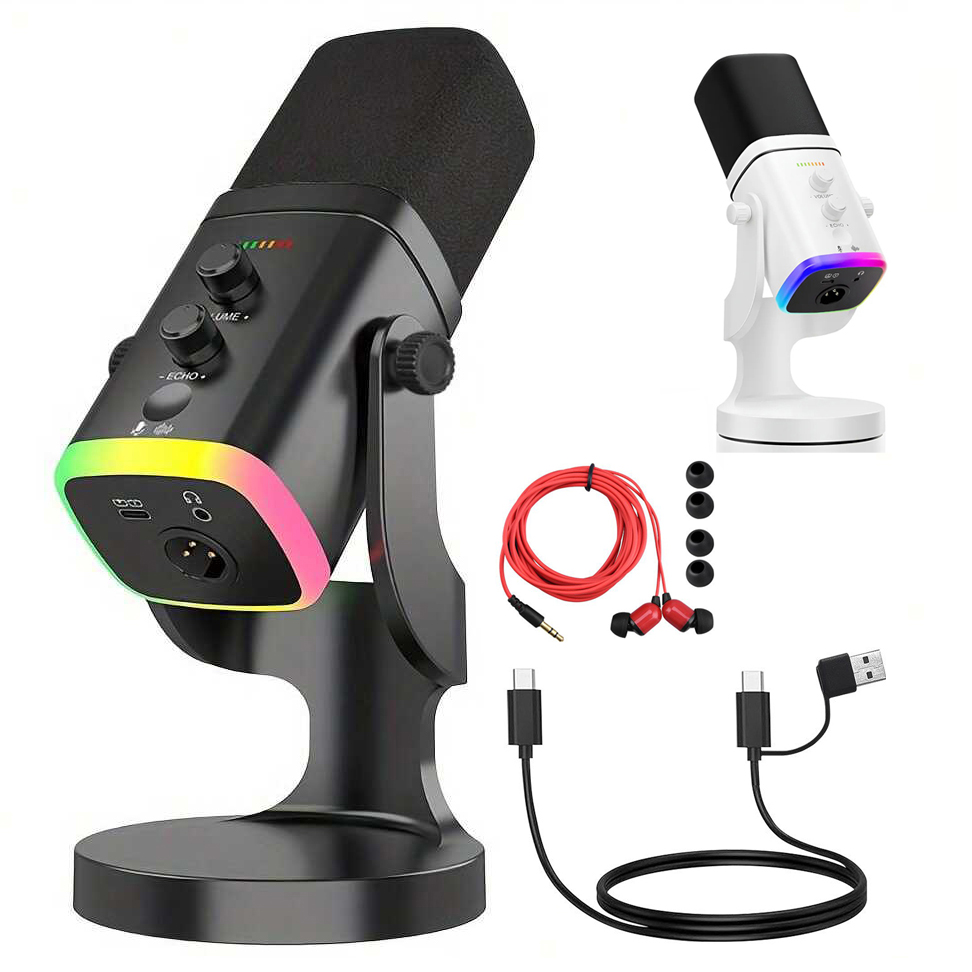 Gaming Headset Rgb - ไมโครโฟนไดนามิก USB/XLR สำหรับการสตรีมเกม | ไมโครโฟนพอดแคสต์พร้อมไฟ RGB,