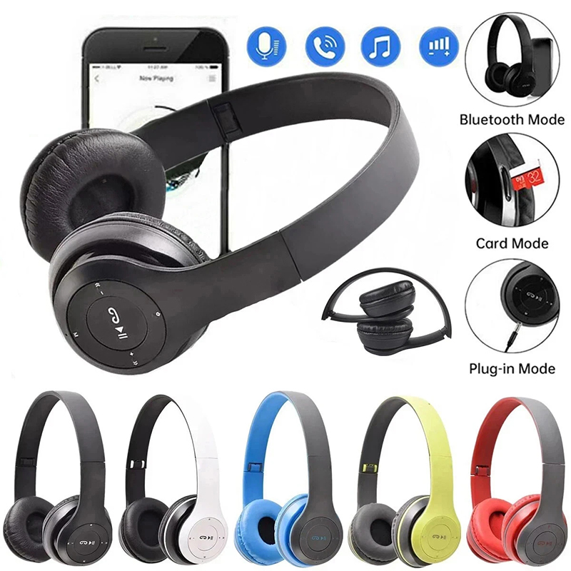 Bluetooth Headset On Ear - ชุดหูฟังบลูทูธหูฟังไร้สายแบบครอบหูไฮไฟสเตอริโอหูฟังลดเสียงรบกวนกีฬาเล่นเกมพร้อมไมโครโฟนสำหรับไอโฟน เสี่ยวมี่ พีซี