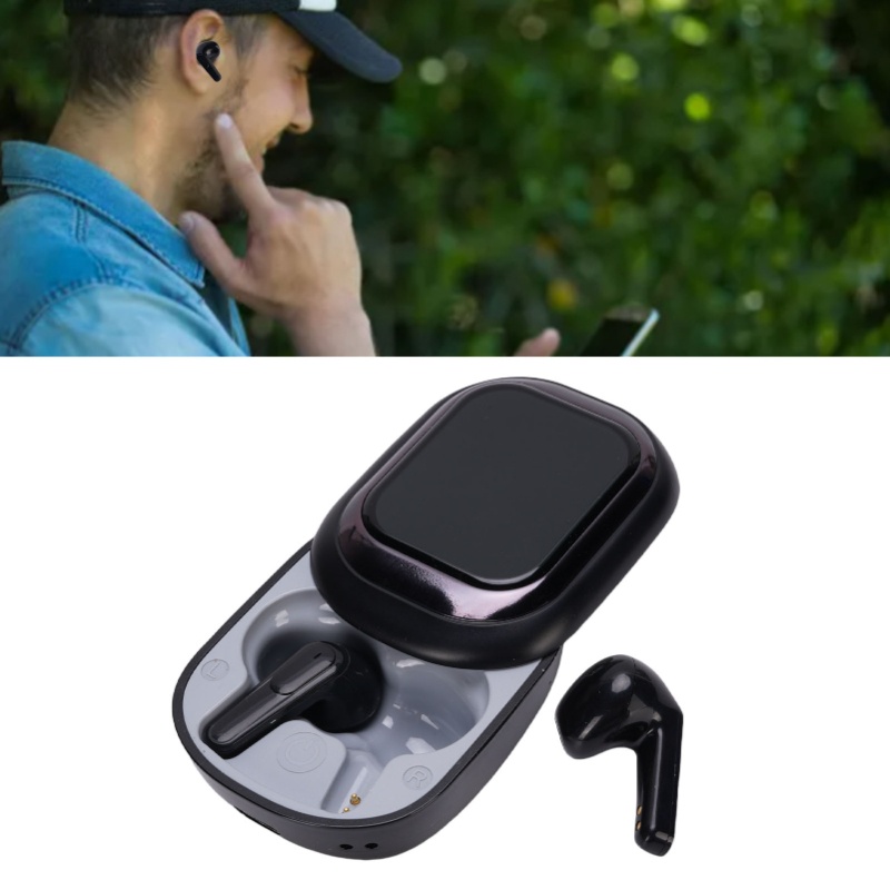 Earbuds Charging Case - หูฟังไร้สาย BT แบบพกพา พร้อมระบบตัดเสียงรบกวน และเคสชาร์จแบบมีหน้าจออัจฉริยะ เหมาะสำหรับใช้ในการเรียน