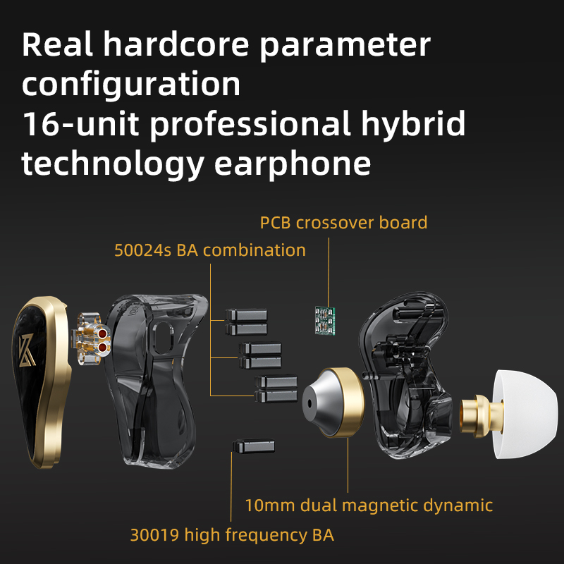 KZ ZAS หูฟังแบบมีสาย16หน่วย Hy - Audiophile Headphone Wired บทวิจารณ์และราคา