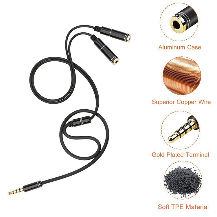 3.5มม.Y Mobile Audio Splitter  - Earphone Splitter Jack บทวิจารณ์และราคา